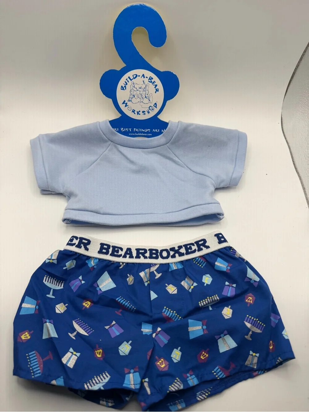 2000s Build-A-Bear Hanukkah Pajamas Printed Shorts Set Retired Stuffed Animal